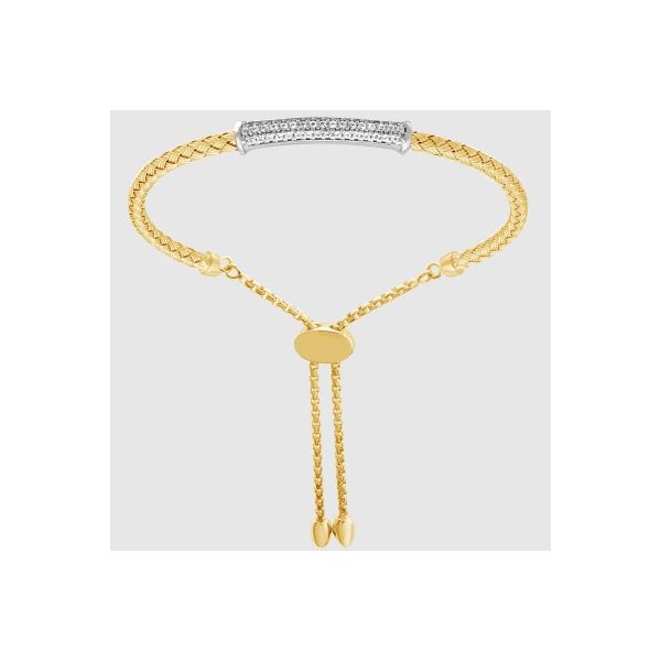 Lady's SS & Yellow Gold Plated Rachel 3mm Woven Friendship Bracelet w/CZs Orin Jewelers Northville, MI