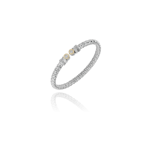 Lady's Two Tone SS & 14K Yellow Gold 4mm Bracelet w/6 Diamonds Orin Jewelers Northville, MI
