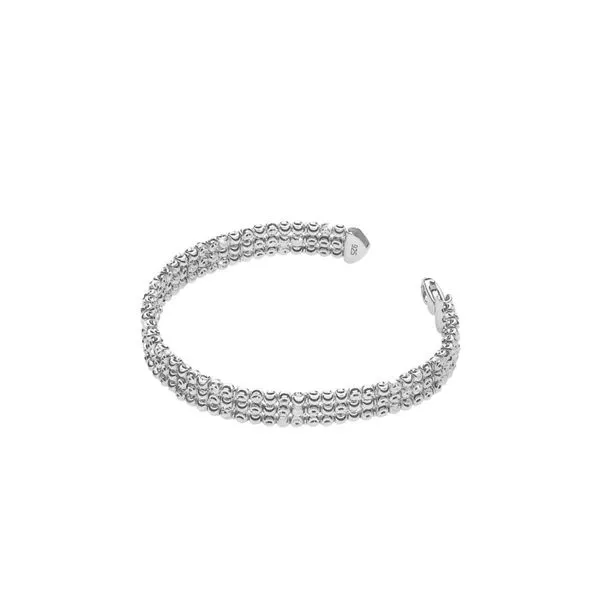 Lady's Sterling Silver Platinum Plated Station Round Moon 3-Row Chain Bracelet Orin Jewelers Northville, MI