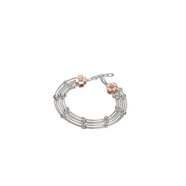 Lady's Sterling Silver Rose Gold & Platinum Plated 4 Cuori 6-Strand Bracelet Orin Jewelers Northville, MI