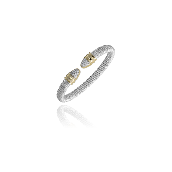 Sterling Silver & 14 Karat Yellow Gold 6mm Bracelet by ALWAND VAHAN With 24 Diamonds Orin Jewelers Northville, MI