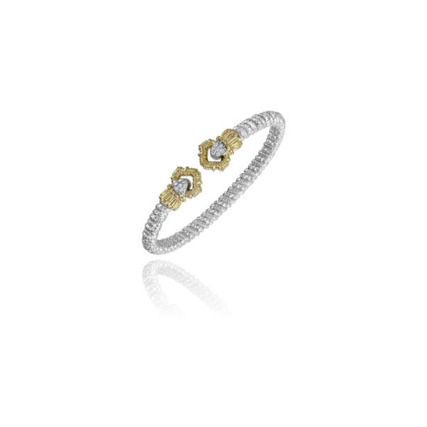 Sterling Silver & 14 Karat Yellow Gold 4mm Bracelet by ALWAND VAHAN With 14 Diamonds Orin Jewelers Northville, MI