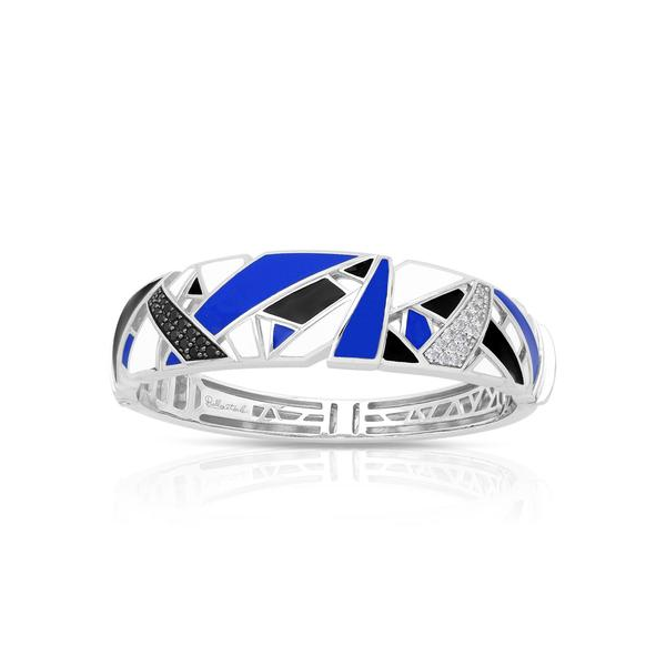 Lady's Sterling Silver Spectrum Bracelet With Blue, White & Black Enamel & Black & White CZs Orin Jewelers Northville, MI