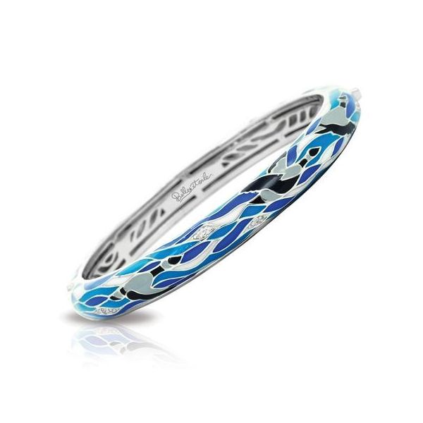 Lady's Sterling Silver Migration Bracelet With Blue Enamel & White CZs Orin Jewelers Northville, MI