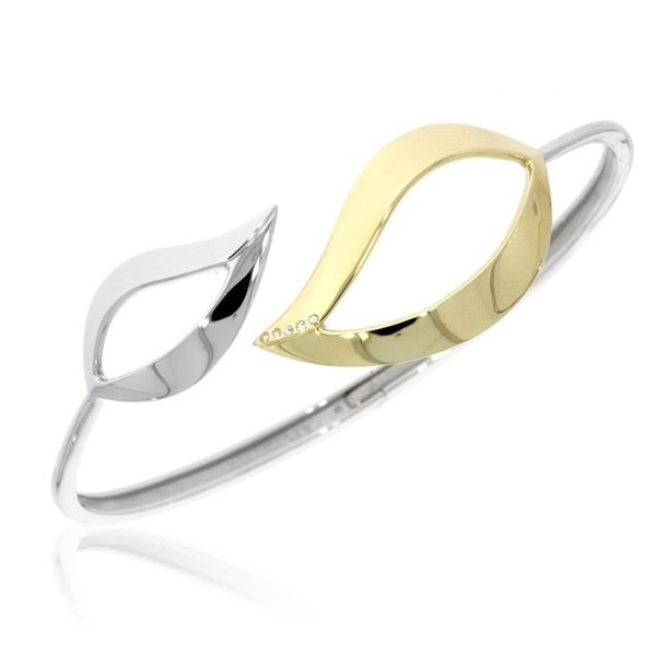 Lady's Sterling Silver And Gold Plated Fashion Bracelet With White Sapphires Orin Jewelers Northville, MI