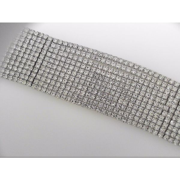 White Rhodium Plated Crystal Eleven Row Bracelet Orin Jewelers Northville, MI