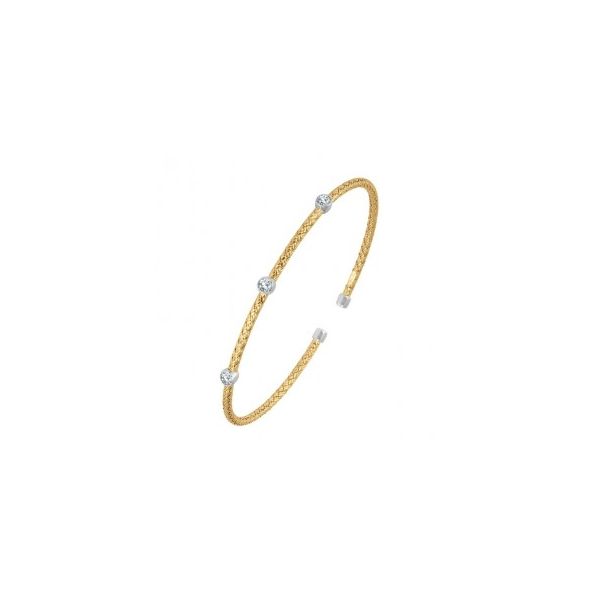 Sterling Silver & Yellow Plated 2mm Cuff Bracelet Orin Jewelers Northville, MI