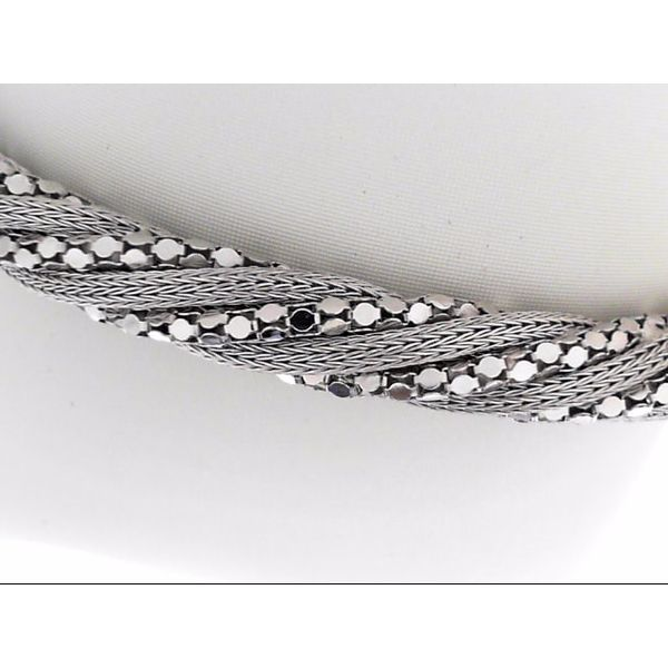 Sterling Silver Twisted Mesh & Bead Bracelet, Magnetic Clasp Orin Jewelers Northville, MI