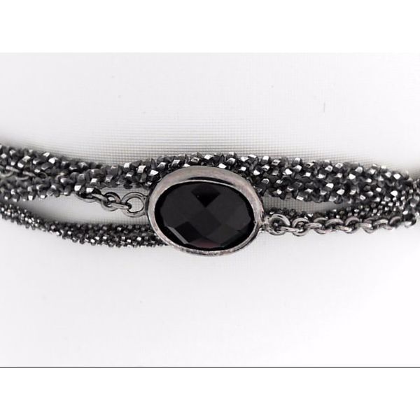 Sterling Silver Black Tone Multi-Strand Bracelet With Black Onyx, Magnetic Clasp Orin Jewelers Northville, MI