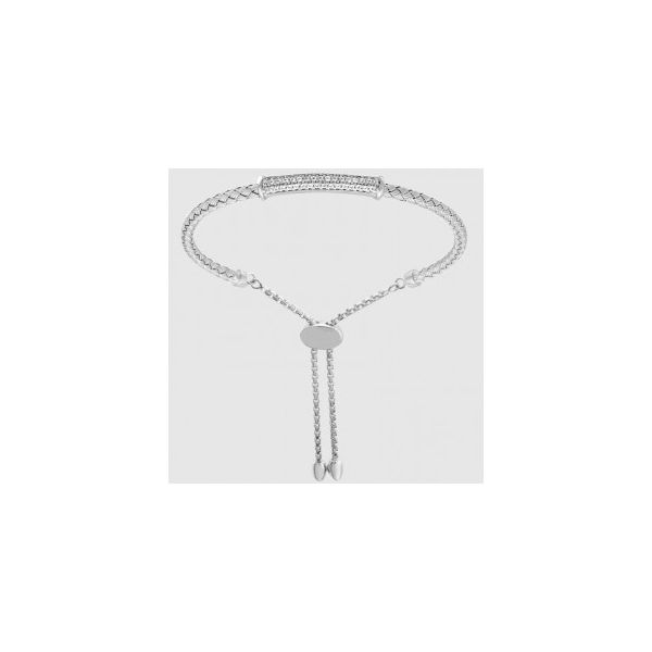 Lady's SS & Rhodium Plated Rachel 3mm Woven Friendship Bracelet w/CZs Orin Jewelers Northville, MI