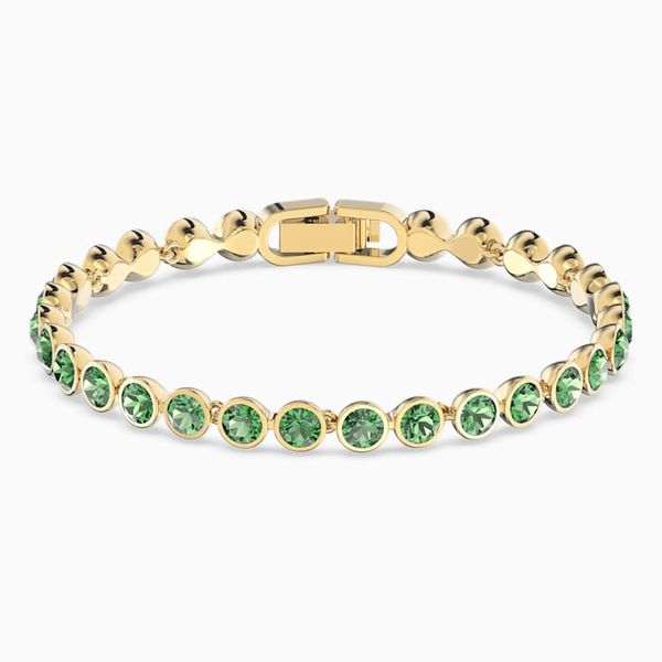 Swarovski Tennis Bracelet, Green, Gold-tone plated Orin Jewelers Northville, MI