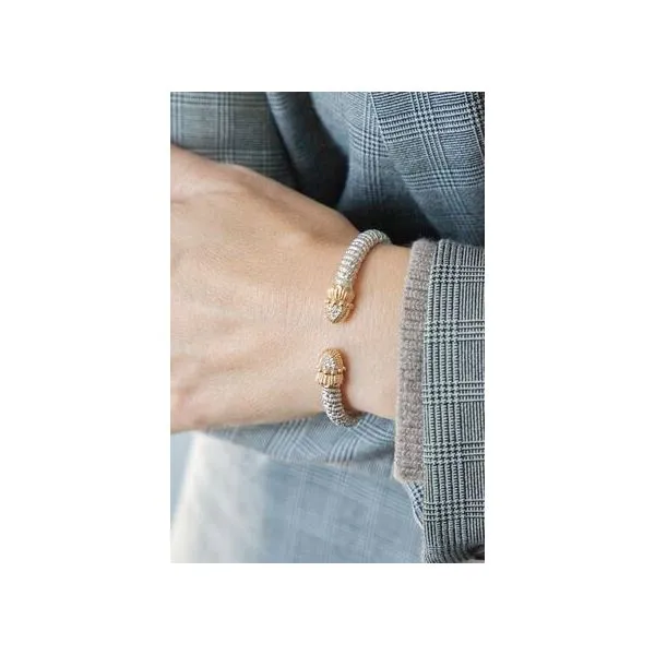 Sterling Silver and 14 Karat Yellow Gold Bracelet With 12 Diamonds Image 2 Orin Jewelers Northville, MI