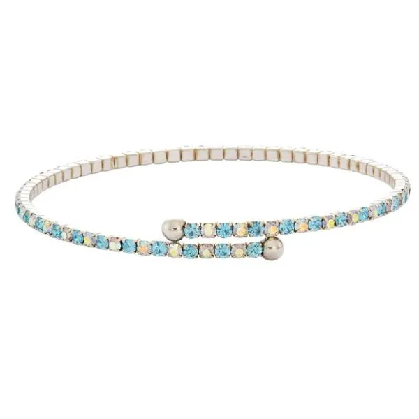 Aquamarine Color & Aurora Borealis Crystal Bracelet, 1 Row White Orin Jewelers Northville, MI