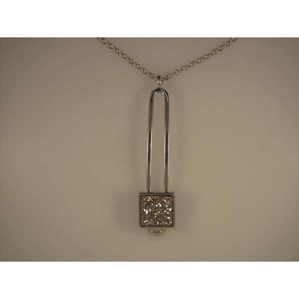 Lady's Sterling Silver Square Lightning Drusy Necklace Orin Jewelers Northville, MI