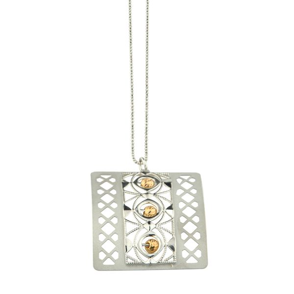 Lady's Sterling Silver & Yellow Gold Plating Trellis Gates Necklace Orin Jewelers Northville, MI