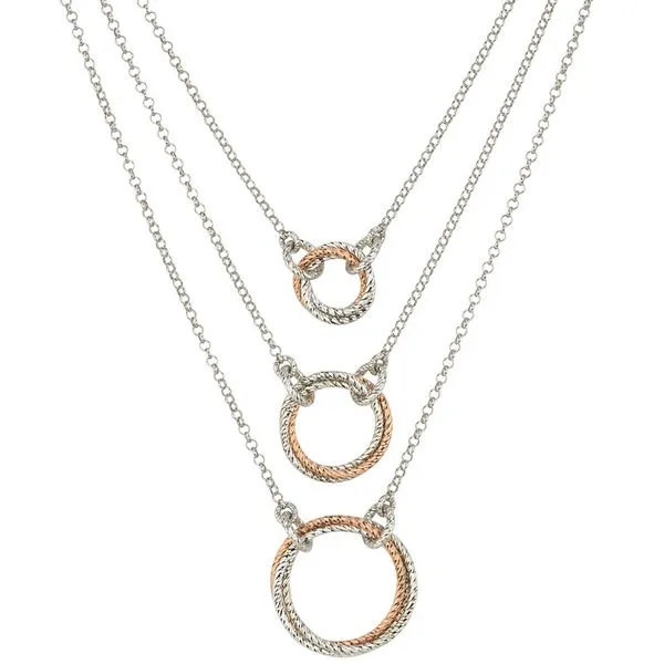 Lady's Sterling Silver & Rose Gold Plated 3 Tier Necklace Orin Jewelers Northville, MI