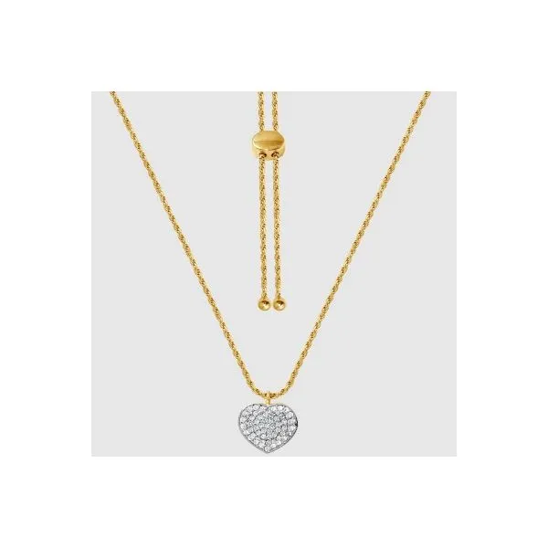 Lady's SS & Yellow Gold Plated Adjustable Heart Bolo Necklace w/CZs Orin Jewelers Northville, MI