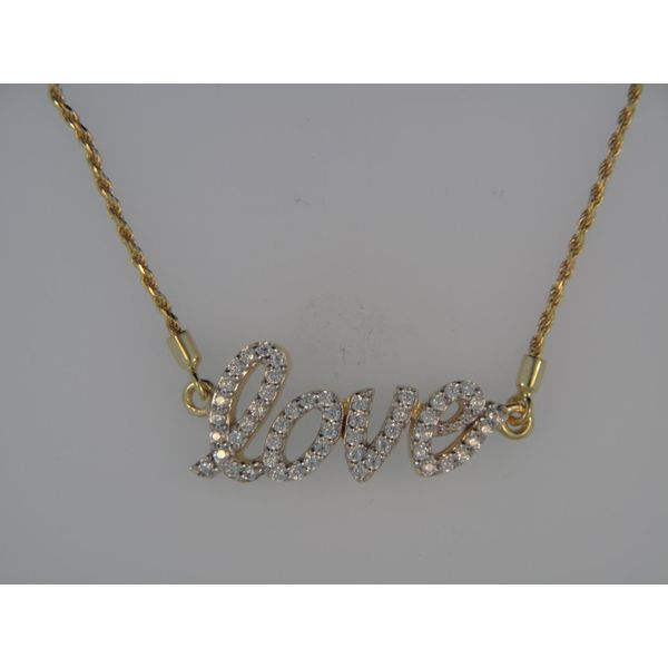 Lady's SS & Yellow Gold Plated Adjustable Love Bolo Necklace W/CZs Orin Jewelers Northville, MI