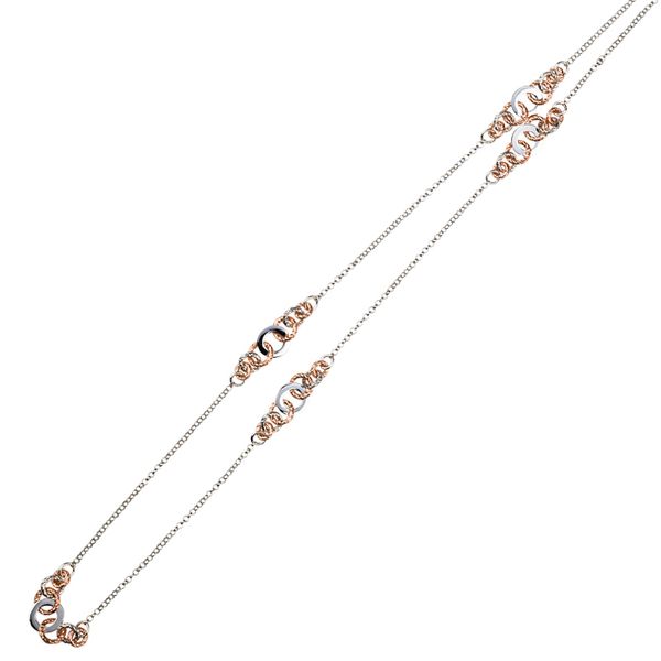 Lady's Sterling Silver & Rose Gold Plated Synthesis Necklace Orin Jewelers Northville, MI