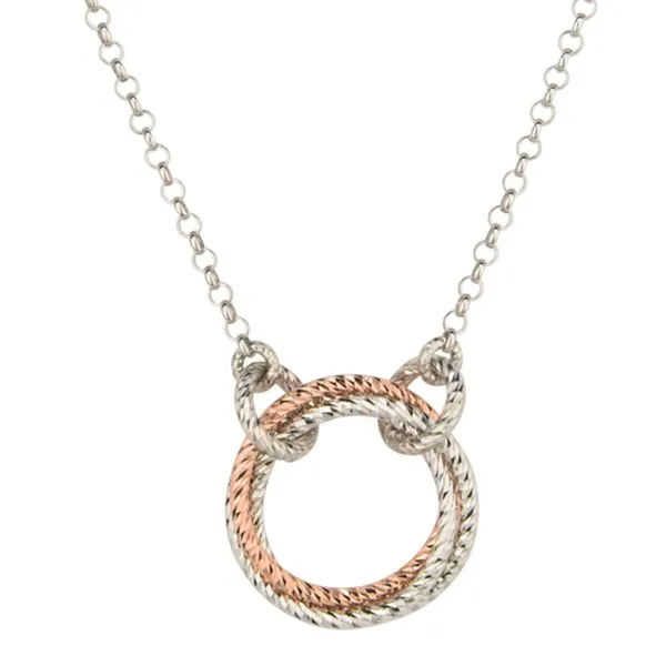 Lady's Sterling Silver & Rose Gold Plated Single Love Knot Necklace Orin Jewelers Northville, MI