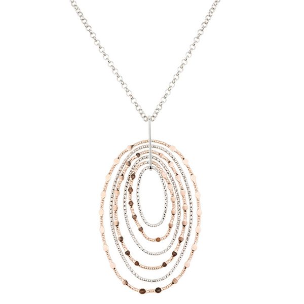 Lady's Sterling Silver & Rose Gold Plated Mirrors Oval Necklace Orin Jewelers Northville, MI