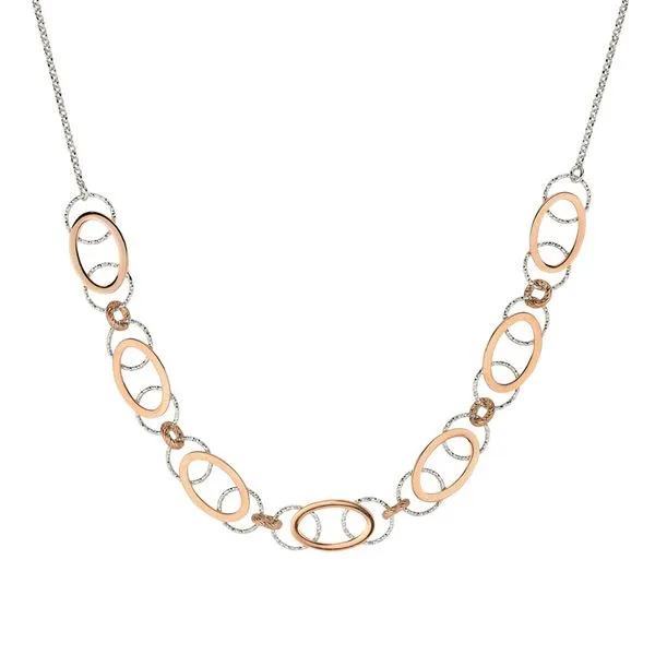 Lady's Sterling Silver & Rose Gold Plated Oval Dreams Necklace Orin Jewelers Northville, MI