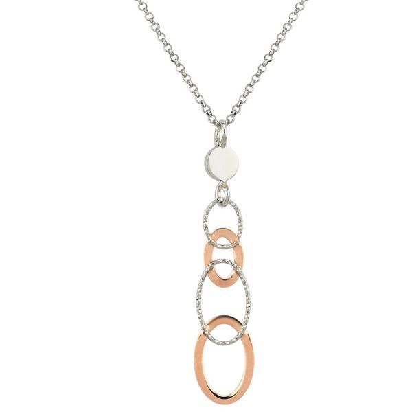 Lady's SS & Rose Gold Plated Oval Occasions Necklace Orin Jewelers Northville, MI