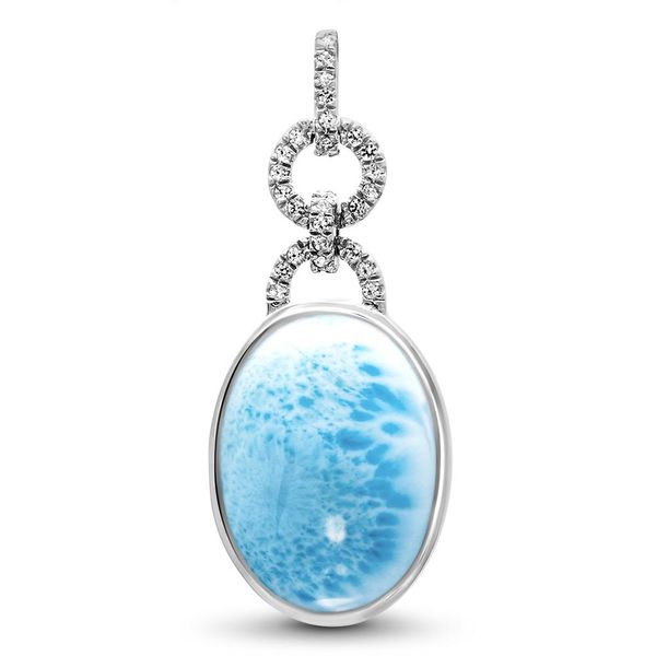 Sterling Silver Larimar Pendant With White Sapphires, Aden, by Marahlago Orin Jewelers Northville, MI
