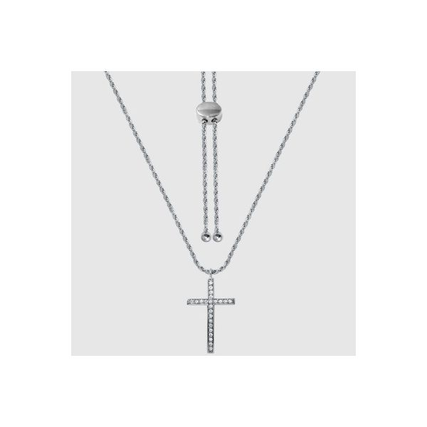 Lady's Sterling Silver Adjustable Cross Bolo Necklace w/CZs Orin Jewelers Northville, MI