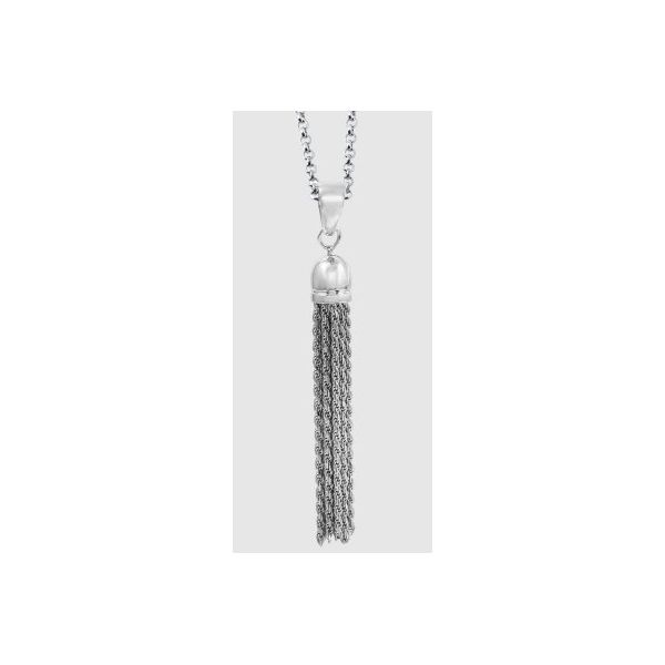 Lady's SS & Rhodium Plated Tessa Rope Chain Tassel Necklace Orin Jewelers Northville, MI