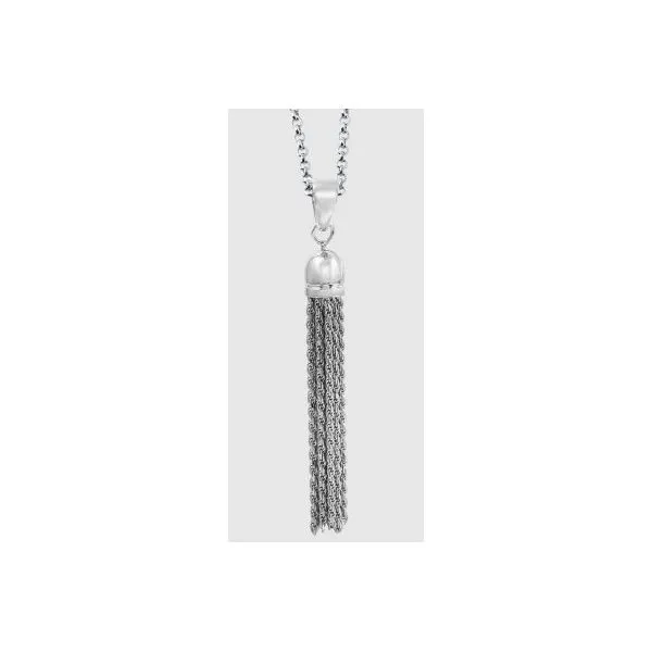 Lady's SS & Rhodium Plated Tessa Rope Chain Tassel Necklace Orin Jewelers Northville, MI