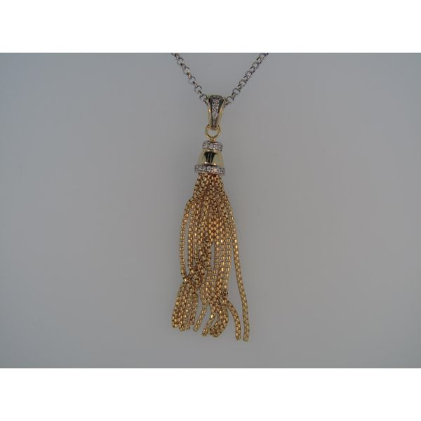 Lady's Sterling Silver & Rhodium Plated Sharon Tassel Necklace w/CZs Orin Jewelers Northville, MI