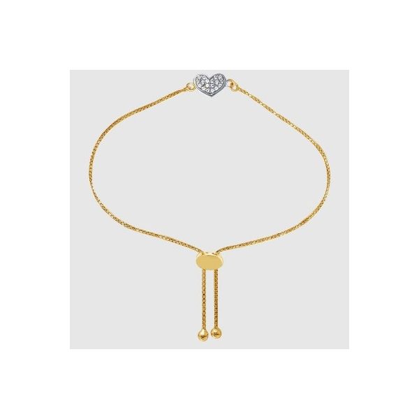 Lady's Sterling Silver & Yellow Gold Plated Small Heart Friendship Bracelet w/CZs Orin Jewelers Northville, MI