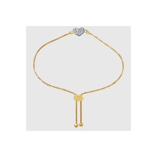 Lady's Sterling Silver & Yellow Gold Plated Small Heart Friendship Bracelet w/CZs Orin Jewelers Northville, MI