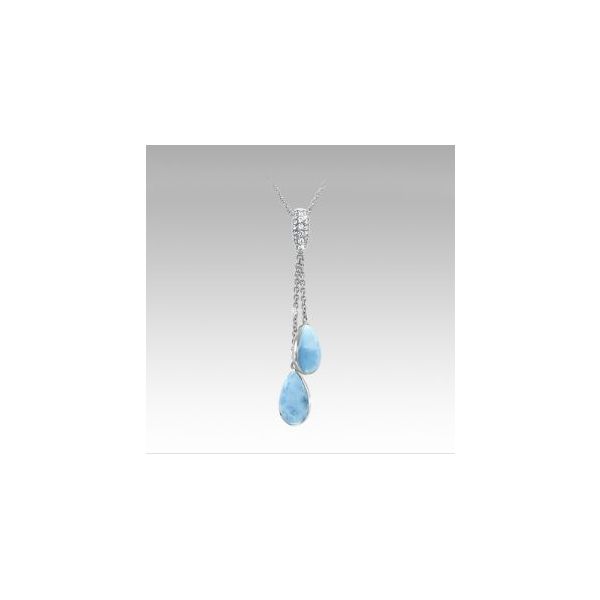 Sterling Silver Larimar Pendant With White Sapphires, Liberty, by Marahlago Orin Jewelers Northville, MI