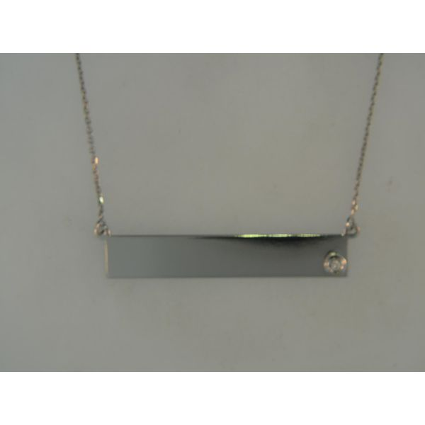 Sterling Silver Bar Nameplate Necklace With One Round CZ Orin Jewelers Northville, MI