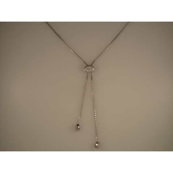 Lady's Sterling Silver & Rhodium Plated Pave Ella Oval Bolo Necklace Orin Jewelers Northville, MI
