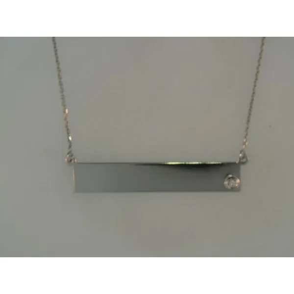 Lady's Sterling Silver Bar Nameplate Necklace With 1 CZ Orin Jewelers Northville, MI