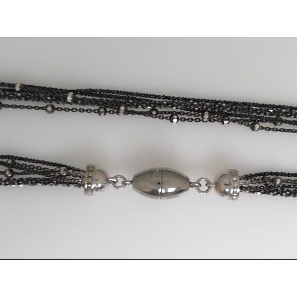 Sterling Silver Black Tone Multi-Strand Necklace, Magnetic Clasp Orin Jewelers Northville, MI