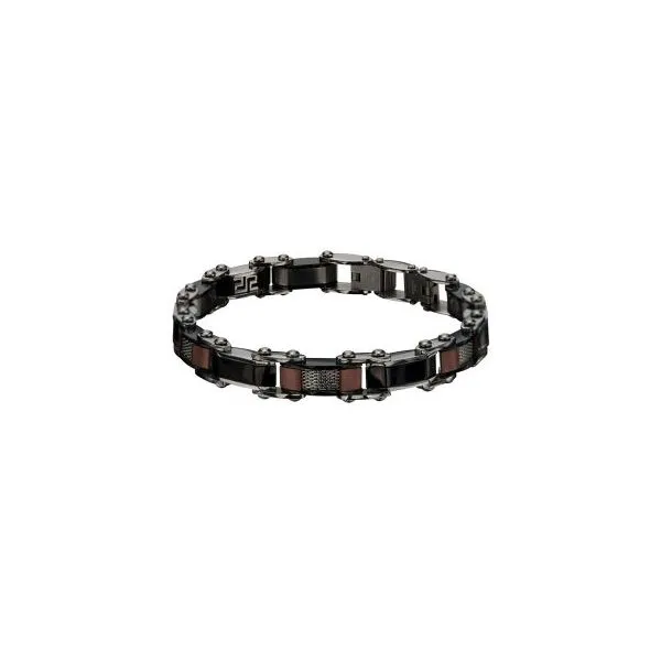 Double Sided Plated Black and Cappuccino Greek Keys Bracelet Orin Jewelers Northville, MI