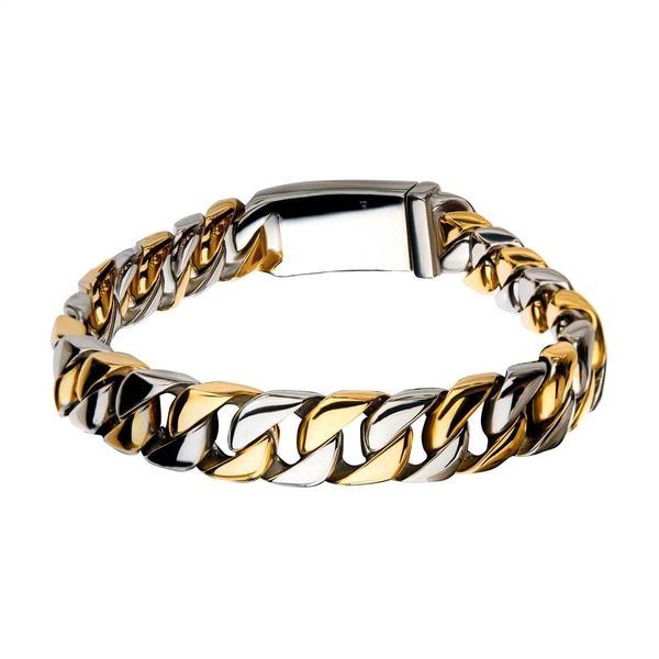 en's Stainless Steel Gold Plated Curb Chain Bracelet Orin Jewelers Northville, MI