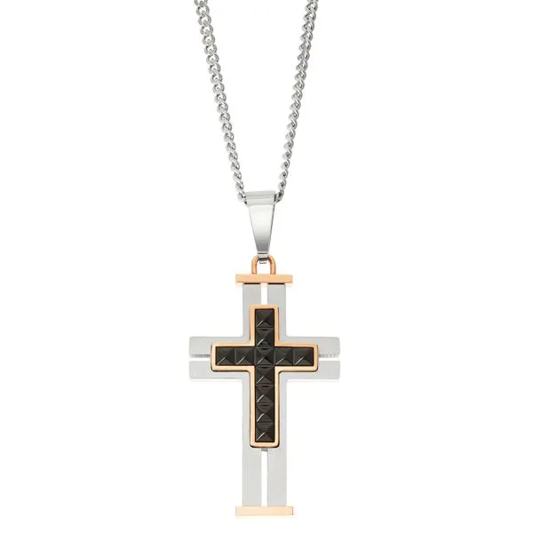 Stainless Steel two Tone Cross Pendant Orin Jewelers Northville, MI