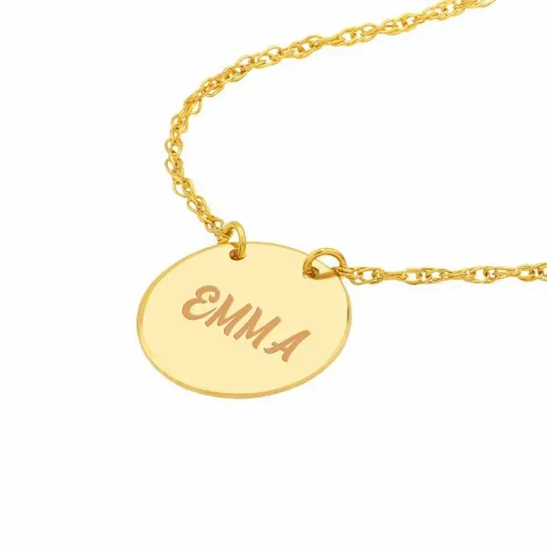 14K Yellow Gold Mini Disc Necklace Image 3 Paul Bensel Jewelers Yuma, AZ