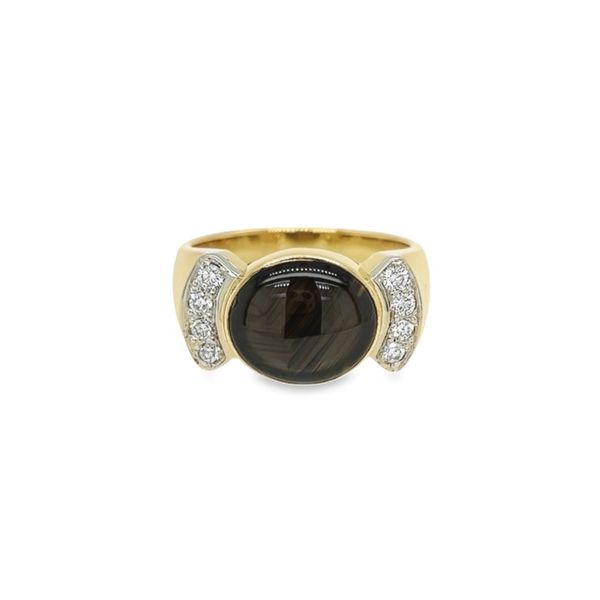 14K Two Tone Bensel Made Black Star Sapphire and Diamond Fashion Ring Paul Bensel Jewelers Yuma, AZ