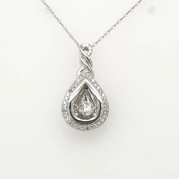 10K White Gold Dancing Diamond Teardrop Pendant Necklace Puckett's Fine Jewelry Benton, KY