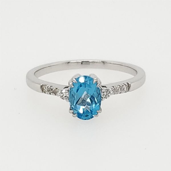 10K White Gold Ladies Blue Topaz-Diamond Ring Image 2 Puckett's Fine Jewelry Benton, KY