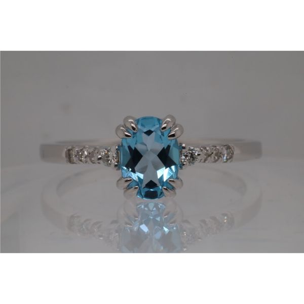 10K White Gold Ladies Blue Topaz-Diamond Ring Puckett's Fine Jewelry Benton, KY