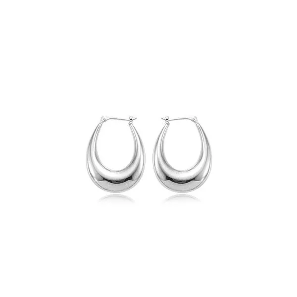 Carla Sterling Silver Medium Oval Polished Hoop Earrings Puckett's Fine Jewelry Benton, KY