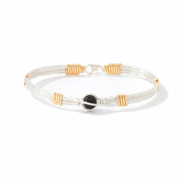 Ronaldo Remembrance Bracelet, Sterling Silver With Gold Artisan Wire Wrap, Black Onyx Puckett's Fine Jewelry Benton, KY