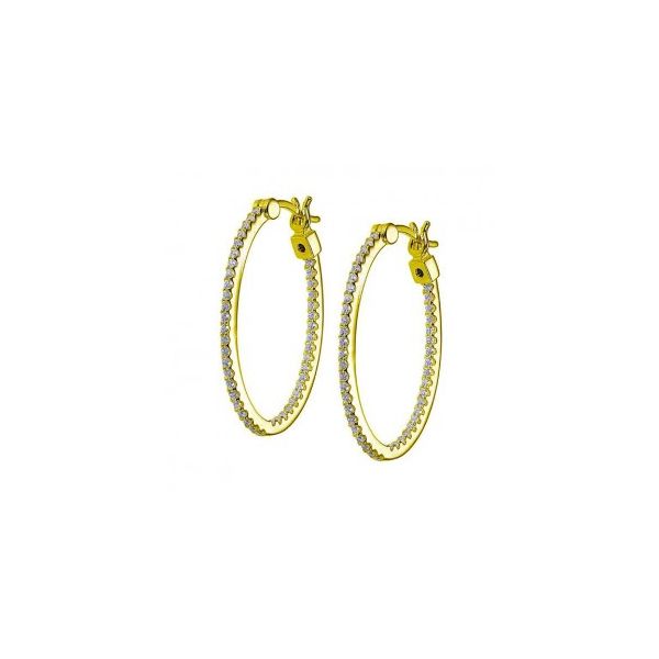Elle Sterling Silver/Yellow GP Cubic Zirconia Oval Hoop Earring, Large Puckett's Fine Jewelry Benton, KY